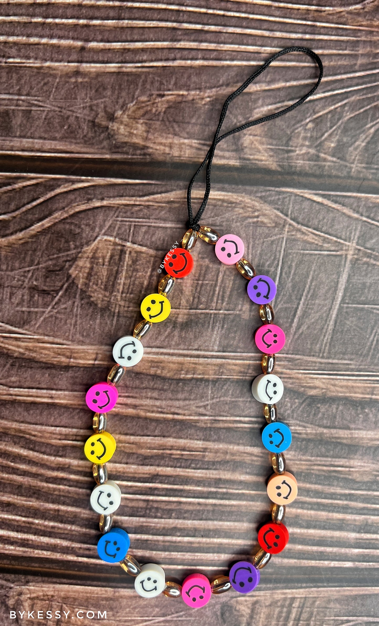 Emoji Phone Strap | Smiley | Happy Face | Polymer Clay Beads | Key Chain