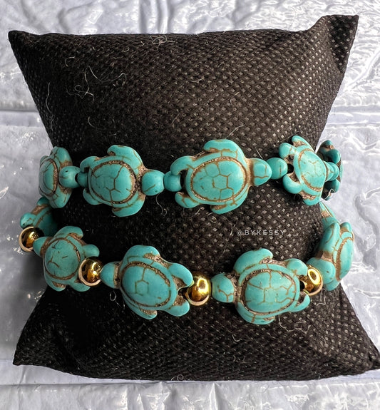 Turtle Turquoise Adjustable Bracelets (Set of 2)