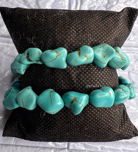 Turquoise Gemstone Adjustable Bracelets (Set of 2)