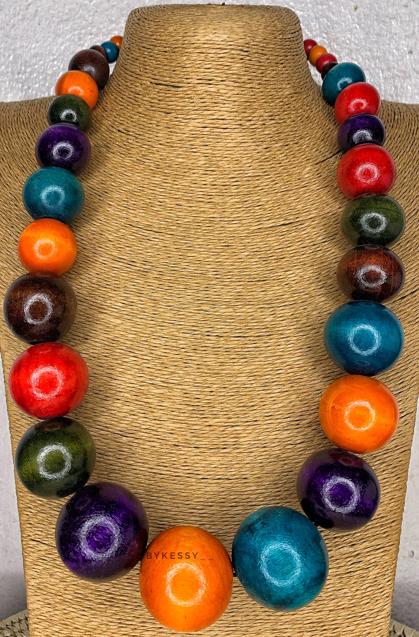 Multicolor Bohemian Wooden Ball Shaped Necklace