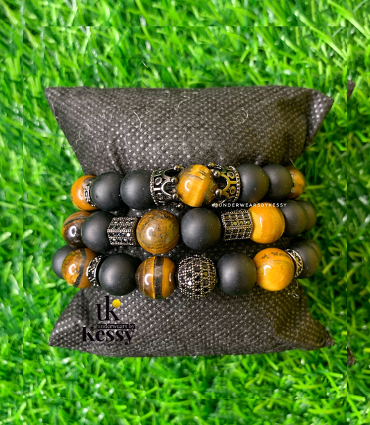 Black Matte Onyx X Tiger Eye Bracelets | Black Accessories | 10mm