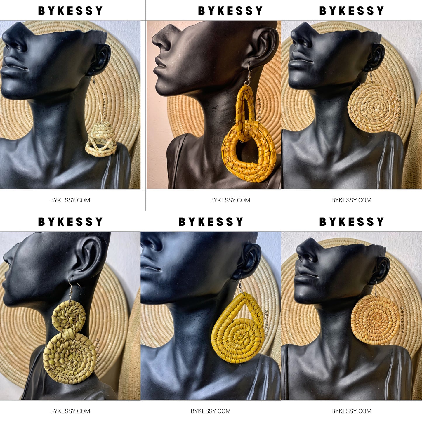 Wholesale Natural Handwoven Raffia Earrings (Straw, Rattan)