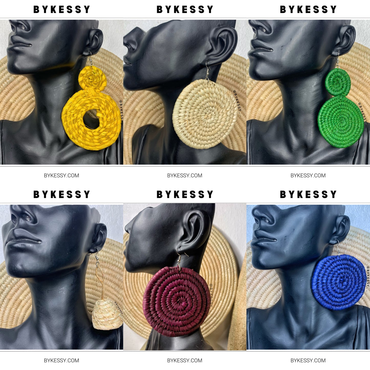 Wholesale Natural Handwoven Raffia Earrings (Straw, Rattan)