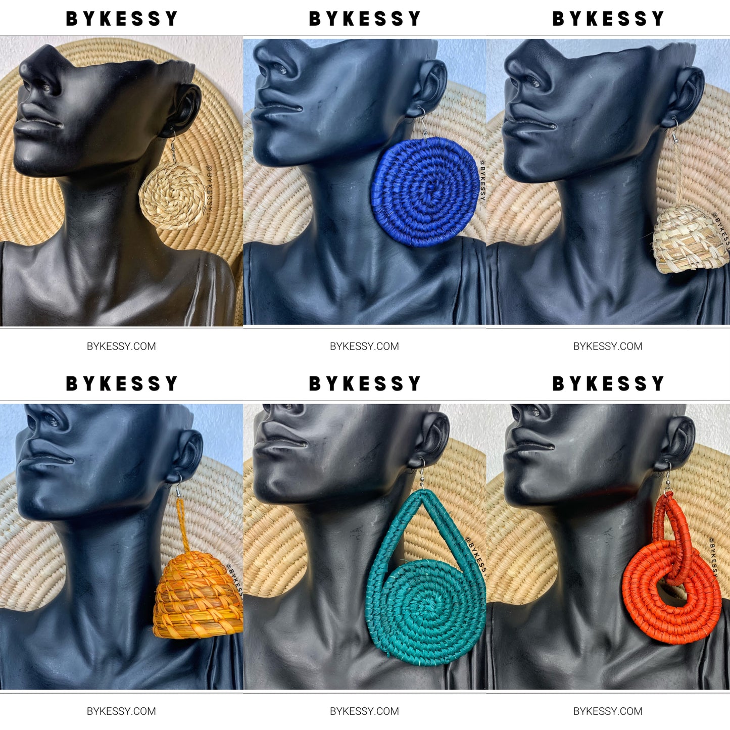 Wholesale Natural Handwoven Raffia Earrings (Straw, Rattan)