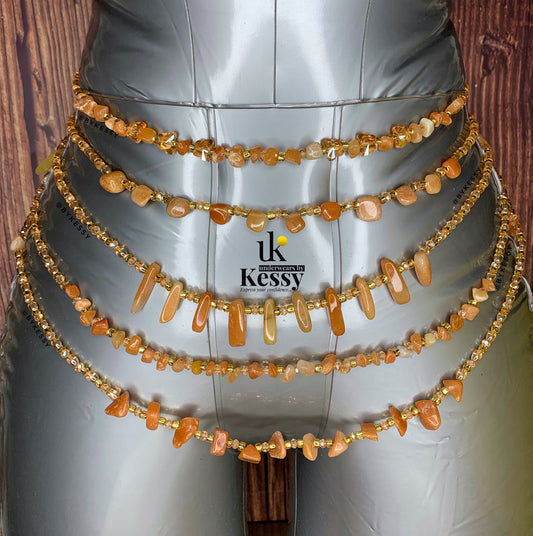 Orange Aventurine Crystal Waist Beads