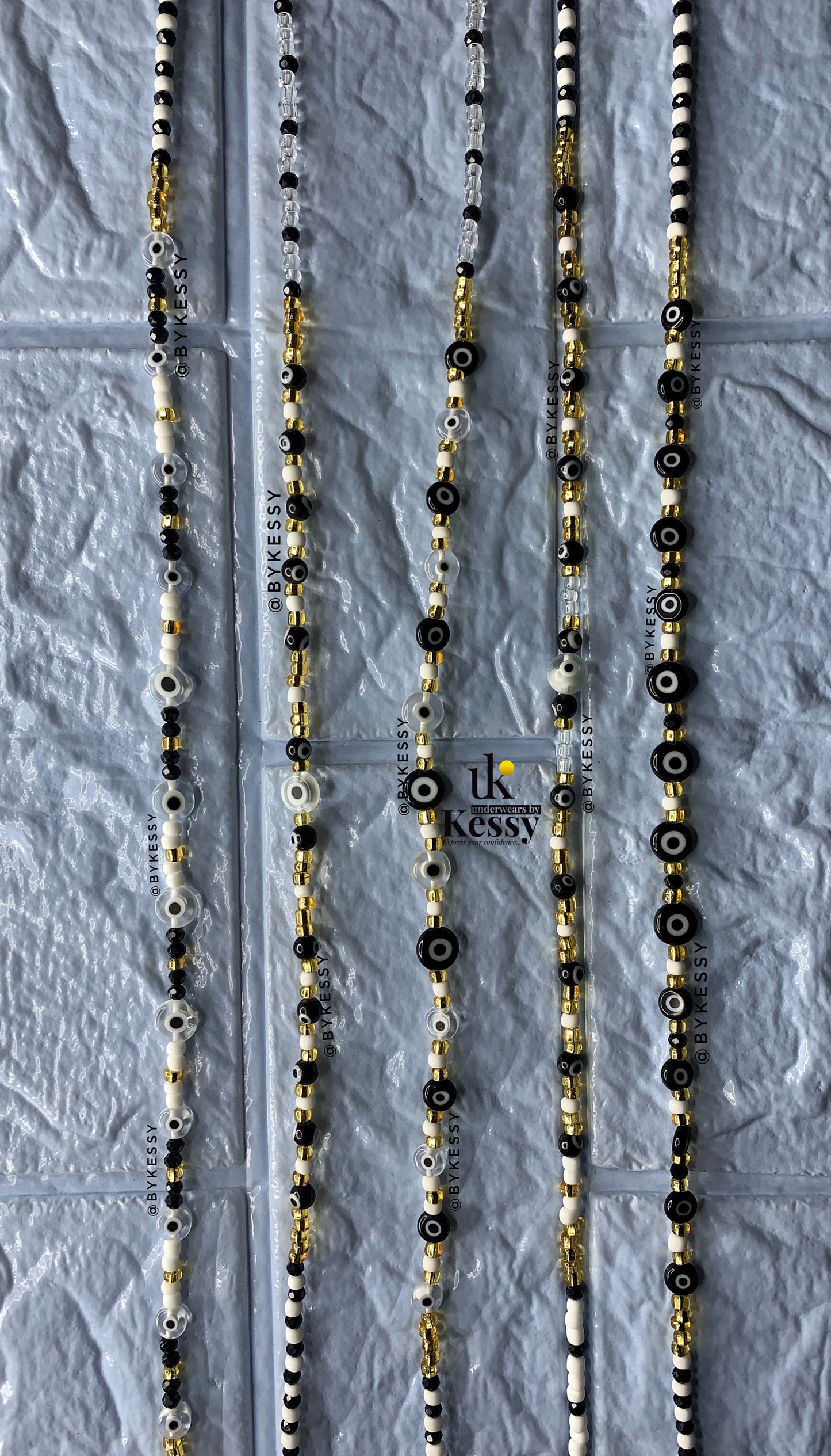 Black And Transparent / Clear Evil Eye Waist Beads 🧿