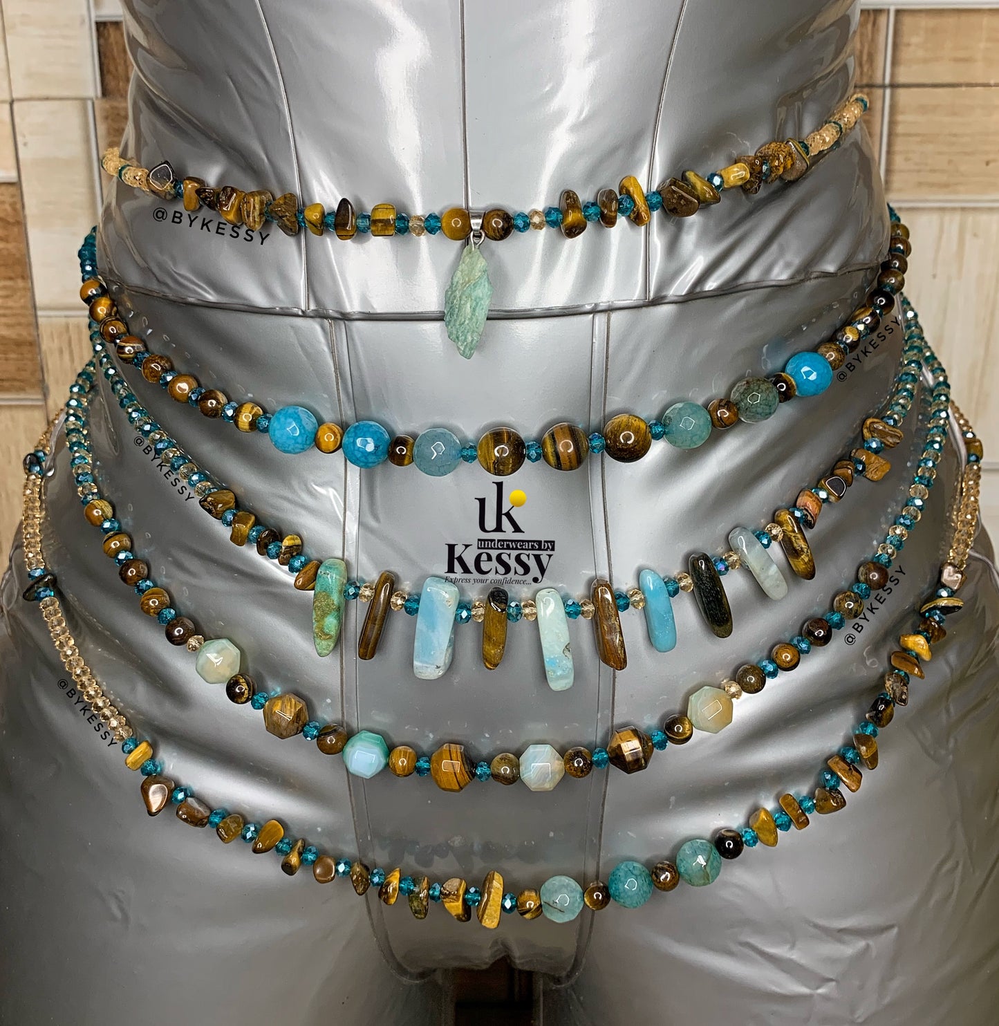 Tiger Eye X Amazonite Handcrafted Waist Beads